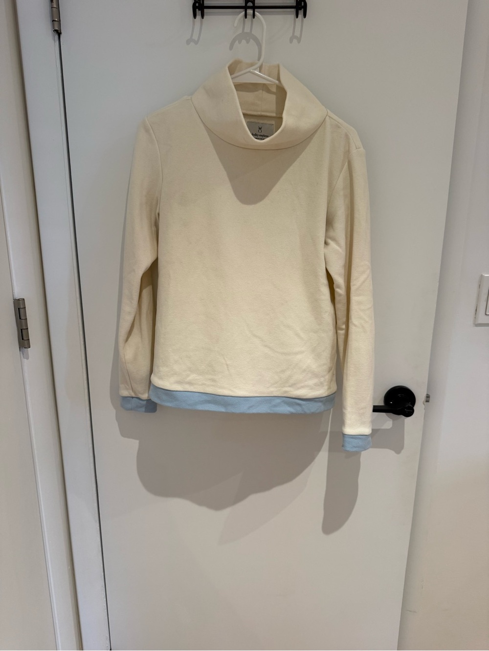 Dudley Stephens Turtleneck Sweater with Light Blue Trim